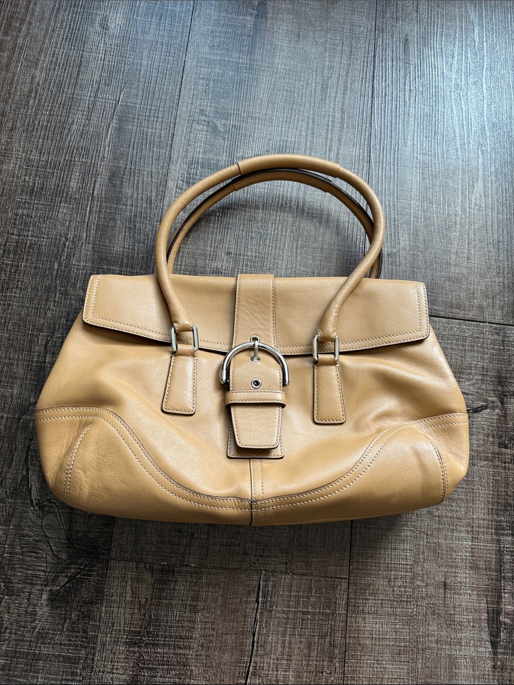 Vintage Coach Soho Tan Leather Buckle Satchel